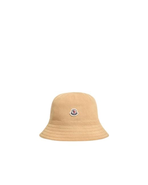 Moncler Natural Moncler Logo Patch Bucket Hat for men