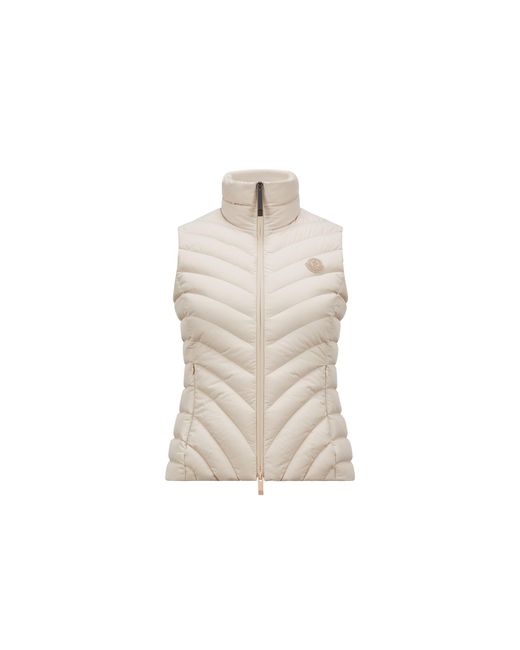 Moncler Natural Granes Diagonal Gesteppte Daunenweste, Damen, Größe