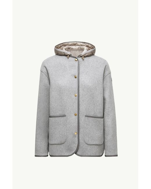 Moncler Gray Reposse 3-In-1 Wool & Cashmere Short Down Jacket
