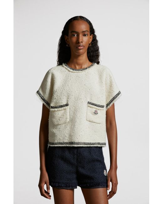 Moncler White Tweed Blouse Multicolor
