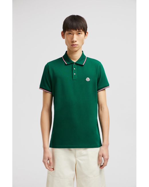 Moncler Dreifarbig Abgesetztes Piquet-Poloshirt Aus Baumwolle, Herren, Größe in Green für Herren