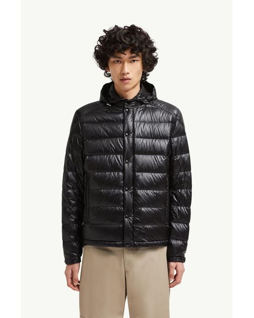 Moncler Black Gliere Hooded Short Down Jacket for men