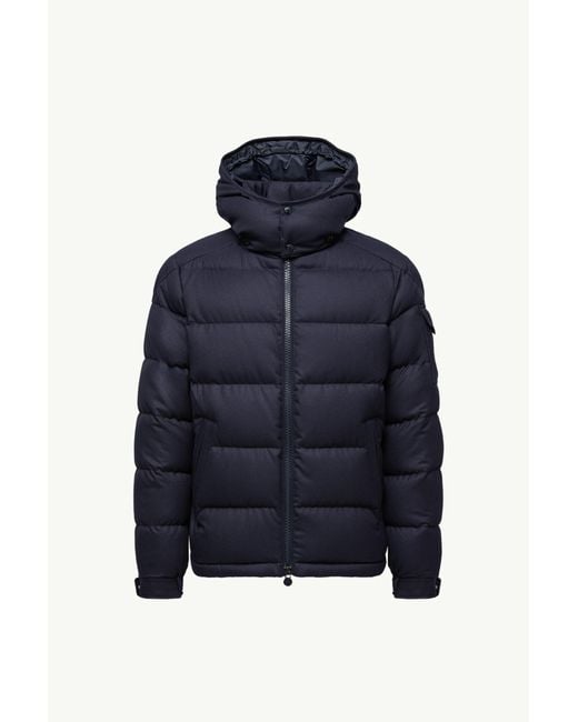 Moncler Blue Montgenevre Hooded Wool Flannel Short Down Jacket for men