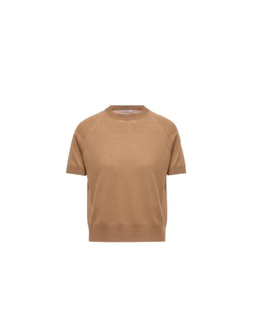 Moncler Natural Moncler Short Sleeve Wool Sweater