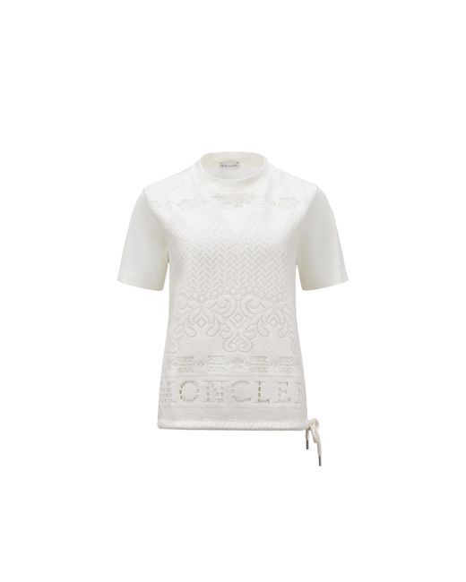Moncler White Cotton Lace T-shirt