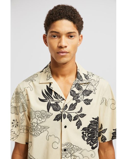 Moncler Baumwollhemd Mit Floralem Print, Herren, Größe in Metallic für Herren