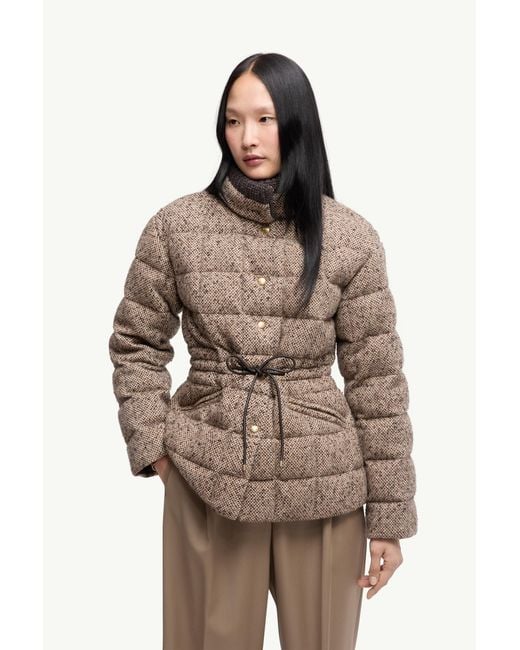Moncler Brown Antigony Wool Blend Short Down Jacket