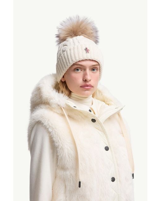 Moncler Natural Wool & Cashmere Beanie With Pom Pom
