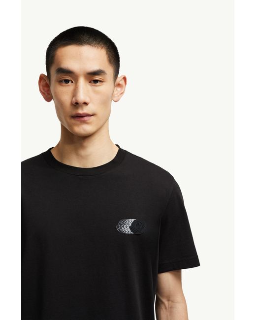 Camiseta De Algodón Con Motivo De Logotipo Difuminado, Hombre, Talla Moncler de hombre de color Black