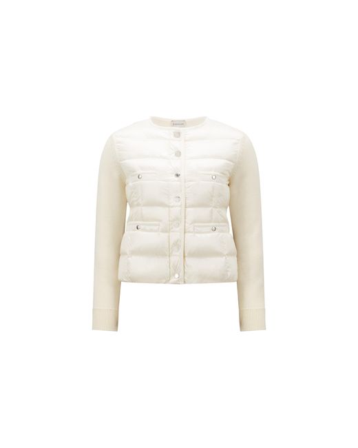Moncler White Padded Wool Cardigan