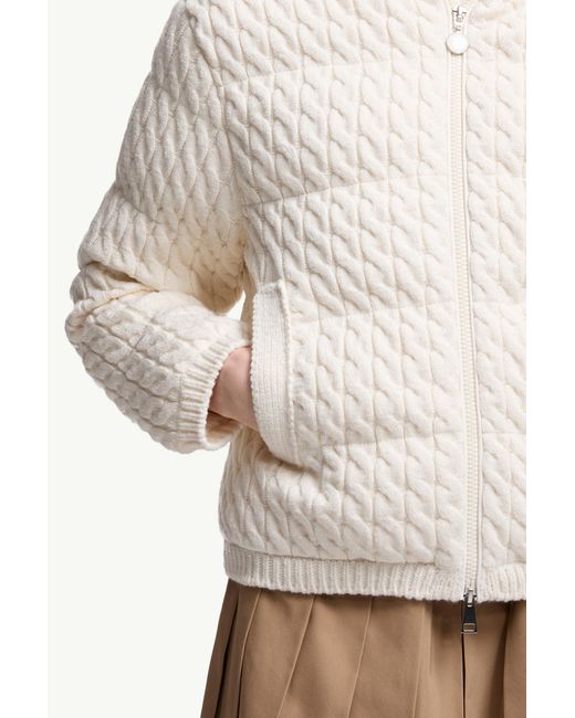 Cárdigan Acolchado De Lana Y Algodón Con Cremallera, Mujer, Talla Moncler de color White