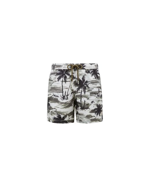 Moncler Gray Printed Swim Shorts for men