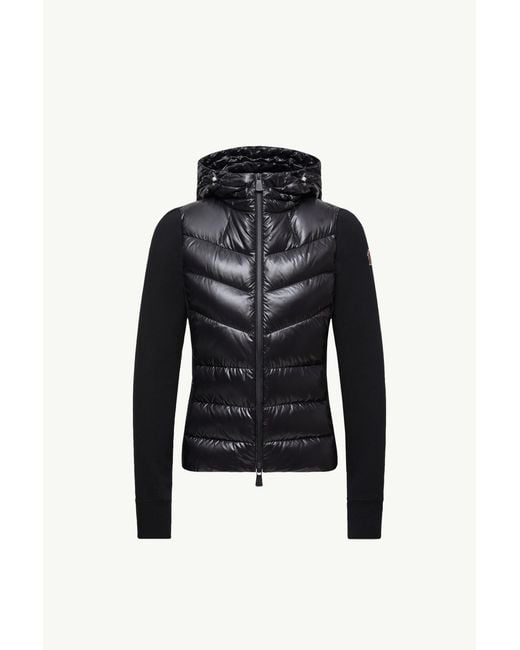 Cardigan Zippé En Molleton Matelassé Moncler en coloris Black