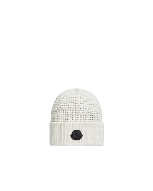 Berretto Con Logo di Moncler in White da Uomo