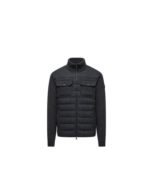 Moncler Wattierte Strickjacke Aus Wolle Mit Reißverschluss, Herren, Größe in Black für Herren