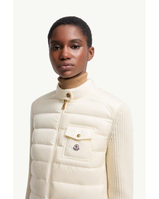 Cardigan Zippé Matelassé En Laine Moncler en coloris Natural