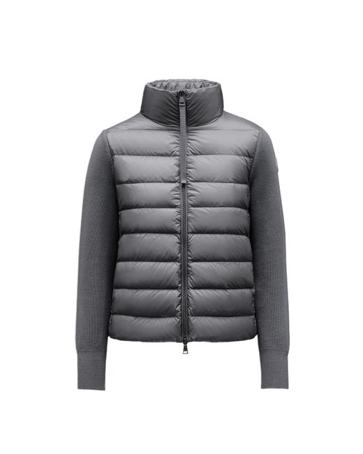 Moncler Wool Cardigan With Stand Collar in Grey (Gray) - Lyst