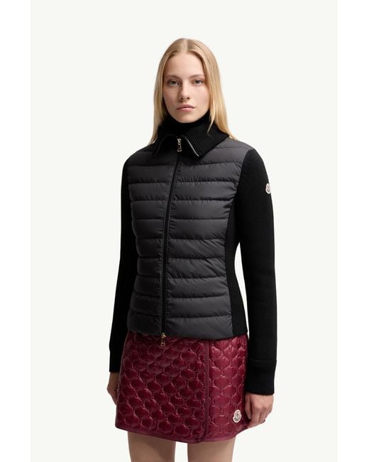Cárdigan Con Cremallera De Lana Acolchada, Mujer, Talla Moncler de color Black