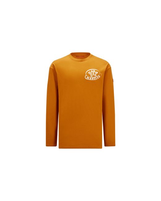 Moncler Logo Long Sleeve T-shirt Orange for men