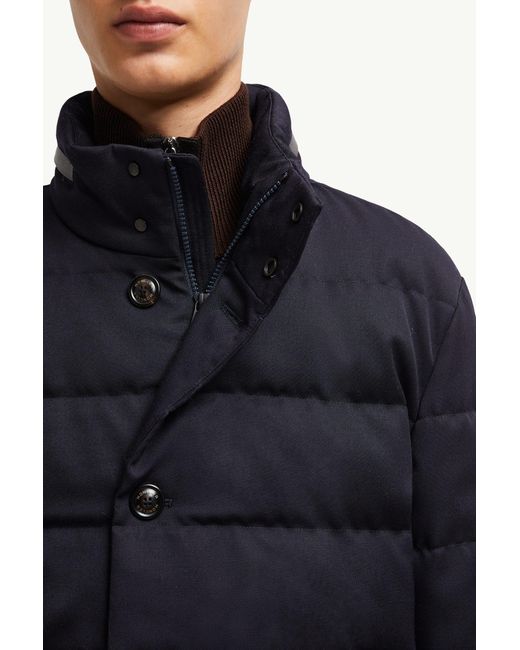 Moncler Blue Vallonpierre Hooded Long Down Jacket for men