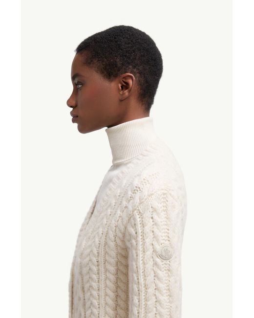 Moncler Natural Strickjacke Mit V-Ausschnitt Aus Alpakamischung, Damen, Größe