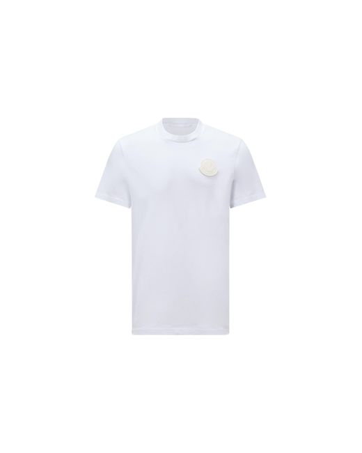 Moncler White Logo Patch T-shirt for men