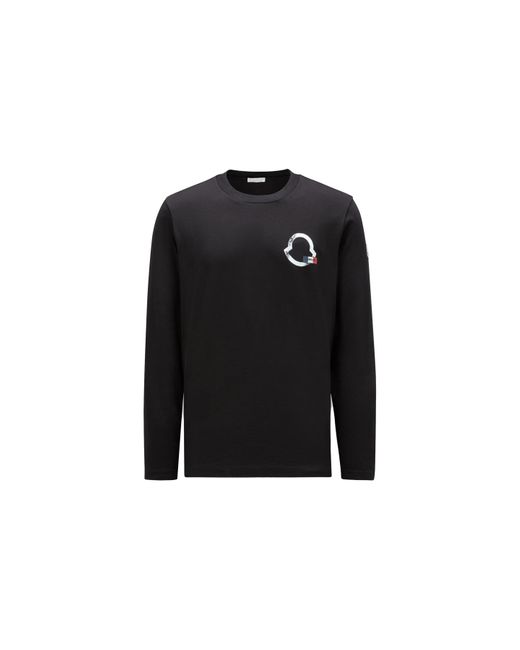 Moncler Black Logo Outline Long Sleeve T-shirt for men