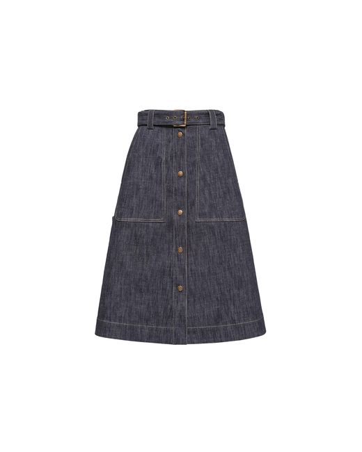 Moncler Blue Moncler Denim Knee-Length Skirt