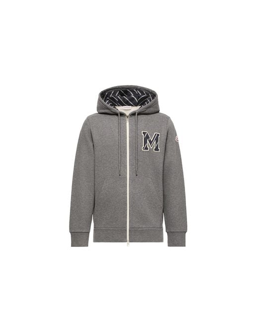 Moncler Gray Moncler Monogram Cotton Zip-Up Hoodie for men