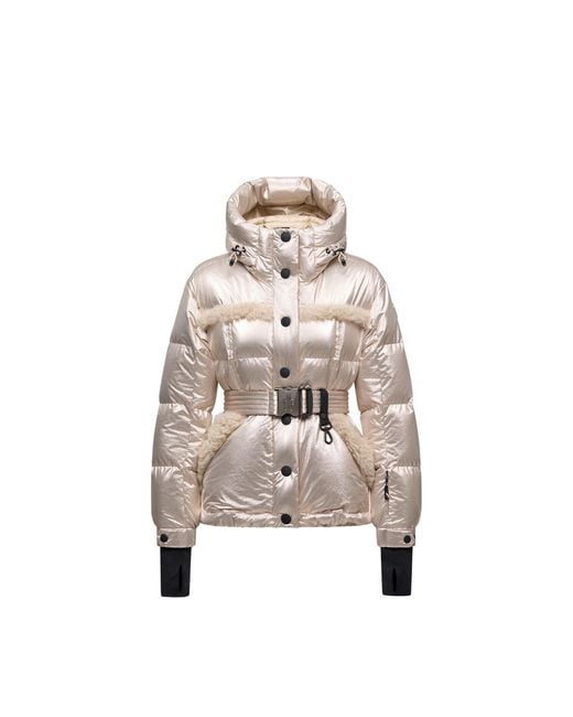 Moncler Natural Moncler Mondim Metallic Shearling-Trimmed Hooded Insulated Ski Jacket