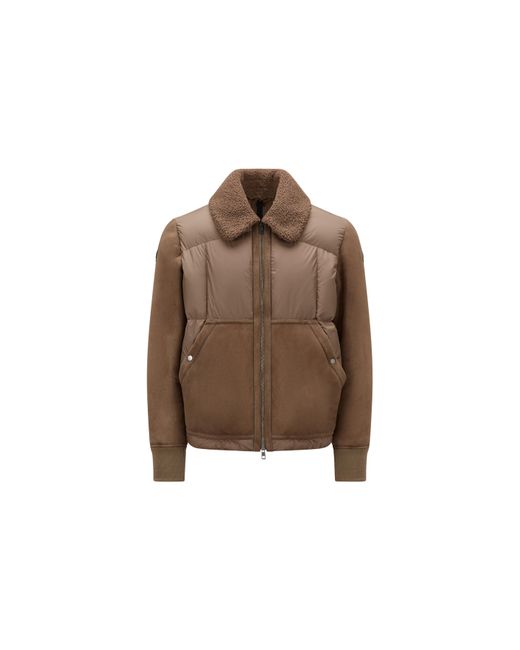 Moncler Brown Gers Leather Down Jacket for men