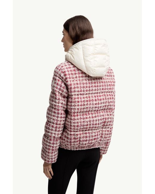Moncler Black Andronne Tweed Hooded Short Down Jacket