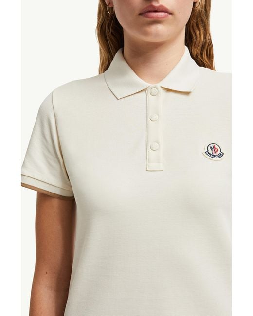 Moncler White Polo With Collar