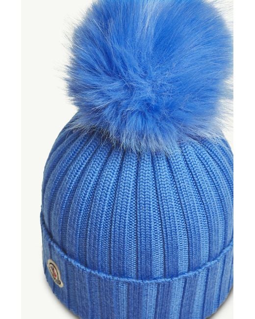 Gorro De Lana Con Pompón, Mujer, Talla Moncler de color Blue