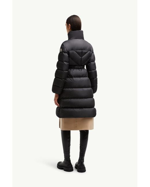 Moncler Black Brou Diagonal-Quilted Long Down Jacket