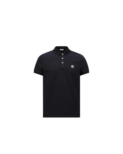 Moncler Poloshirt Aus Baumwolle Mit Logoaufnäher, Herren, Größe in Blue für Herren