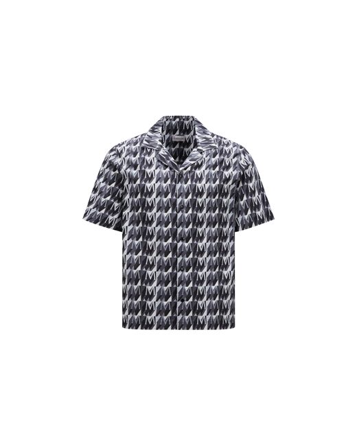 Moncler Blue Monogram Print Cotton Shirt for men