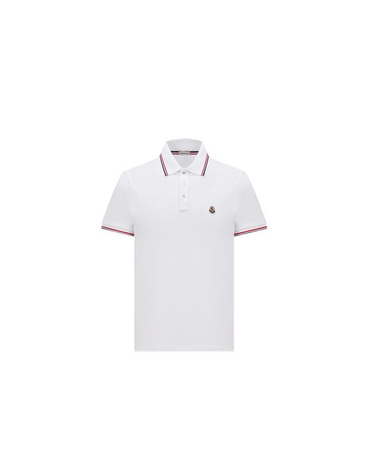 Moncler White Logo-appliqué Regular-fit Cotton Polo Shirt for men
