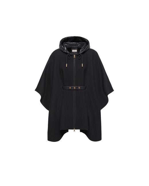 Moncler Black Moncler Padded Wool Blend Cape