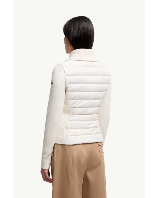 Moncler White Padded Wool Zip-Up Cardigan