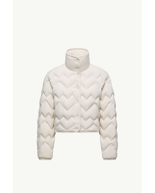 Moncler White Senevee Heart-Quilted Short Down Jacket
