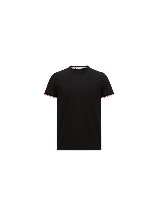 Moncler Black Tricolor-Trimmed Cotton T-Shirt for men