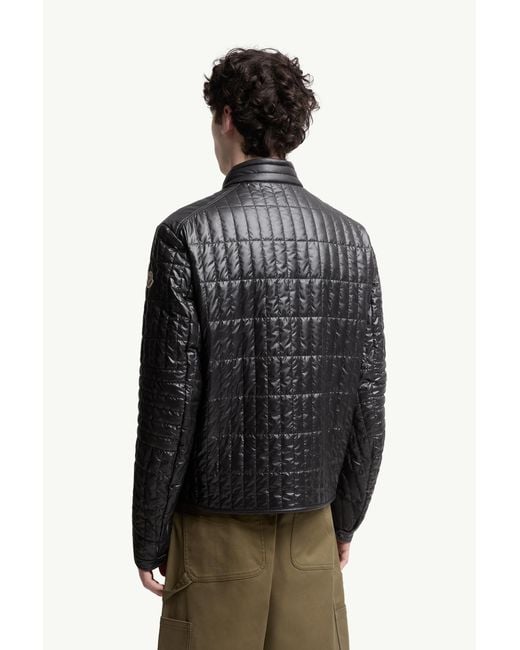 Moncler Black Lasne Vertical-Quilted Padded Biker Jacket for men