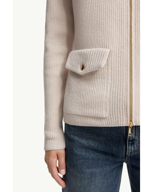 Moncler Natural Padded Wool Zip-Up Cardigan