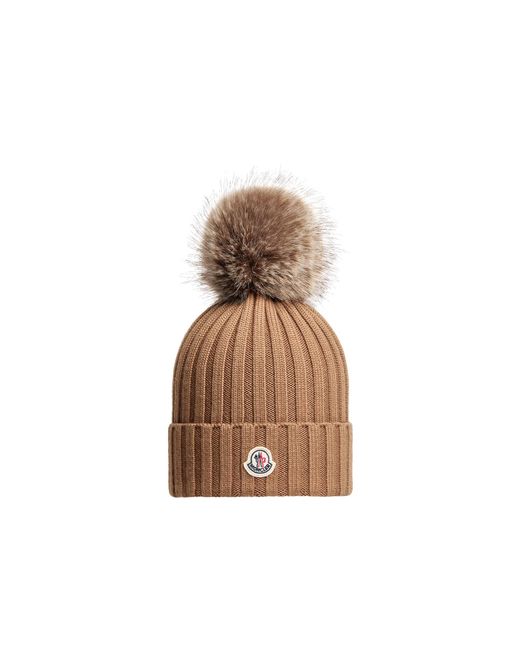 Gorro De Lana Con Pompón, Mujer, Talla Moncler de color Brown