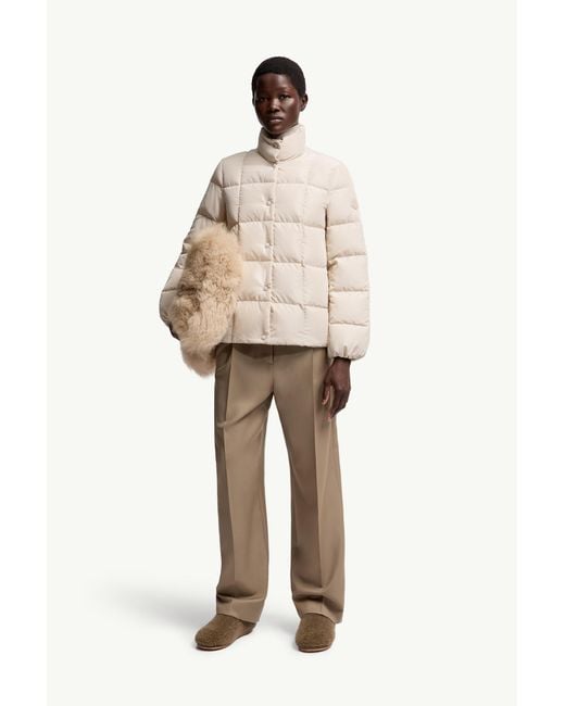 Moncler Natural Cochevinne Square-Quilted Short Down Jacket