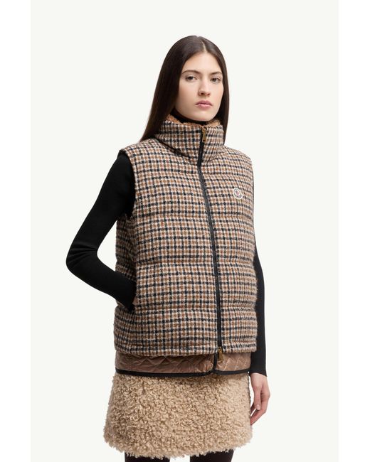 Moncler Brown Touvet Daunenweste Aus Wollmischung, Damen, Größe