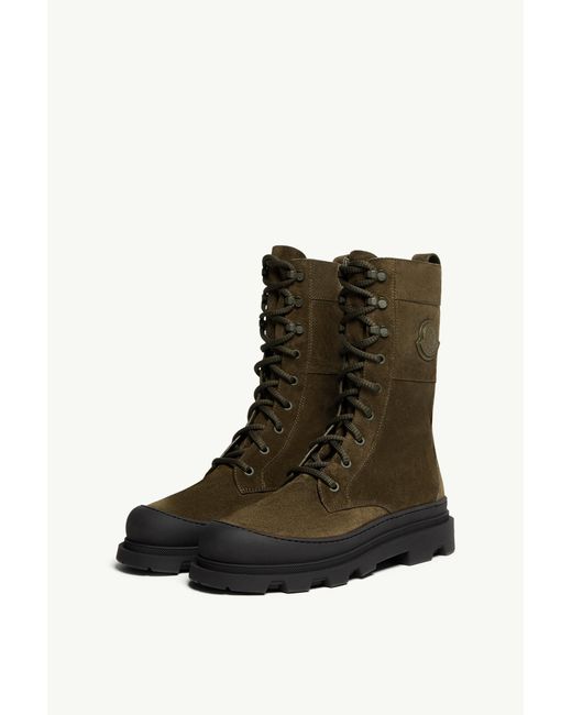 Moncler Brown Vera High Suede Lace-Up Boots