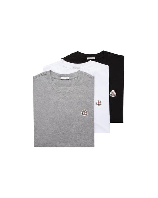 Moncler Gray Logo Patch T-Shirt (Pack Of Three) for men