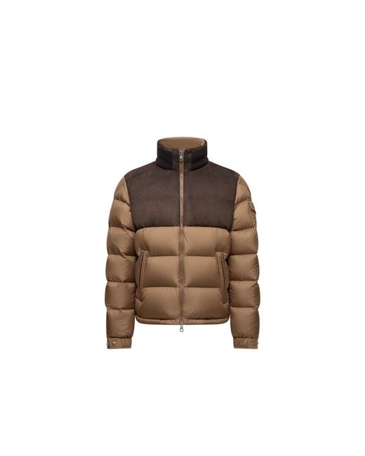 Moncler Brown Moncler Cheverny Suede Short Down Jacket for men